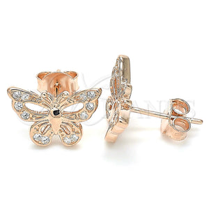 Sterling Silver Ring — Stud Earring Butterfly Design with White Micro Pave — main product view — SKU 130398 | Plata 925 anillo — Stud Earring Butterfly diseño with blanco Micro Pave — SKU 130398