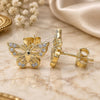 Sterling Silver Stud Earring, Butterfly Design, with White Micro Pave, Polished, Golden Finish, 02.336.0073.2