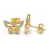 Sterling Silver Stud Earring, Butterfly Design, with White Micro Pave, Polished, Golden Finish, 02.336.0073.2