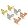 Sterling Silver Stud Earring, Butterfly Design, with White Micro Pave, Polished, Golden Finish, 02.336.0073.2