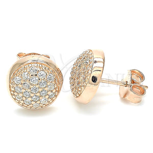 Sterling Silver Ring — Stud Earring with White Micro Pave Polished Rose — main product view — SKU 130401 | Plata 925 anillo — Stud Earring with blanco Micro Pave pulido Rose — SKU 130401