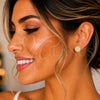Sterling Silver Stud Earring, with White Micro Pave, Polished, Golden Finish, 02.336.0127.2