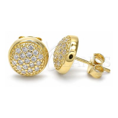 Sterling Silver Stud Earring, with White Micro Pave, Polished, Golden Finish, 02.336.0127.2