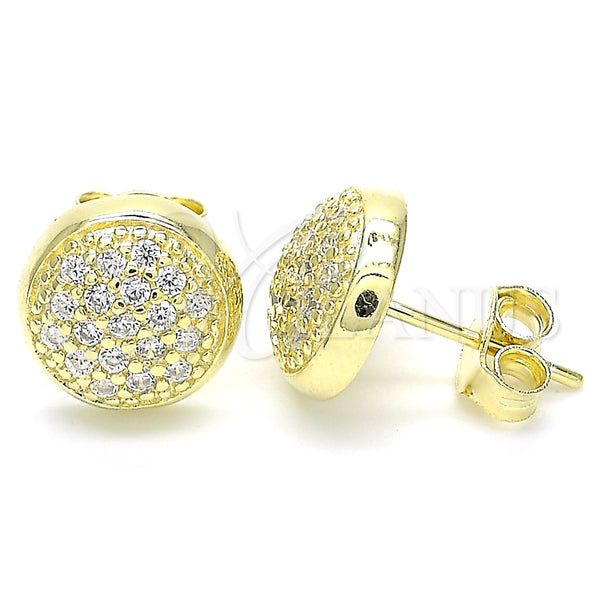 Sterling Silver Ring — Stud Earring with White Micro Pave Polished 02. — main product view — SKU 130402 | Plata 925 anillo — Stud Earring with blanco Micro Pave pulido 02. — SKU 130402