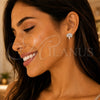Sterling Silver Stud Earring, Tree Design, with White Cubic Zirconia, Polished, Rhodium Finish, 02.336.0128