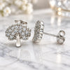 Sterling Silver Stud Earring, Tree Design, with White Cubic Zirconia, Polished, Rhodium Finish, 02.336.0128