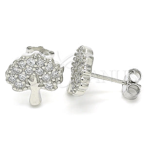Sterling Silver Ring — Stud Earring Tree Design with White Cubic Zirconia — main product view — SKU 130403 | Plata 925 anillo — Stud Earring Tree diseño with blanco Cubic Zirconia — SKU 130403