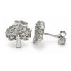 Sterling Silver Stud Earring, Tree Design, with White Cubic Zirconia, Polished, Rhodium Finish, 02.336.0128