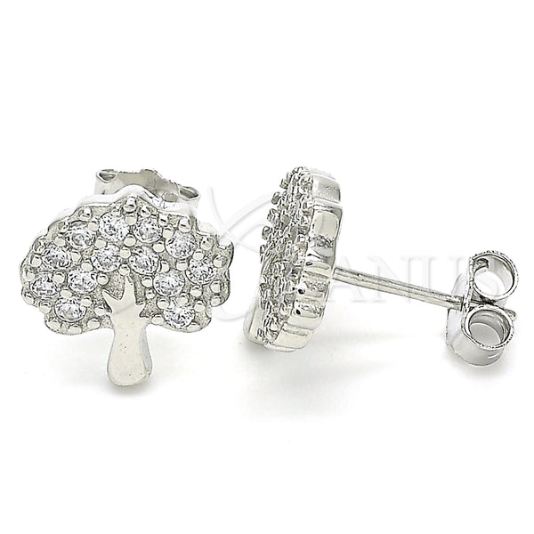 Sterling Silver Ring — Stud Earring Tree Design with White Cubic Zirconia — main product view — SKU 130403 | Plata 925 anillo — Stud Earring Tree diseño with blanco Cubic Zirconia — SKU 130403