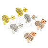 Sterling Silver Stud Earring, Tree Design, with White Cubic Zirconia, Polished, Rhodium Finish, 02.336.0128