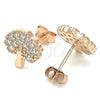 Sterling Silver Stud Earring, Tree Design, with White Cubic Zirconia, Polished, Rose Gold Finish, 02.336.0128.1