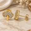 Sterling Silver Stud Earring, Tree Design, with White Cubic Zirconia, Polished, Golden Finish, 02.336.0128.2