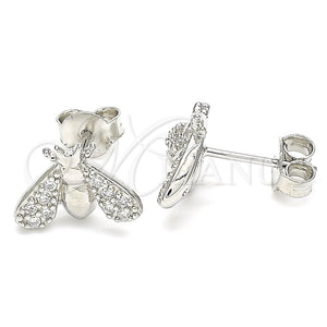 Sterling Silver Ring — Stud Earring Bee Design with White Cubic Zirconia — main product view — SKU 130406 | Plata 925 anillo — Stud Earring Bee diseño with blanco Cubic Zirconia — SKU 130406