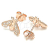 Sterling Silver Stud Earring, Bee Design, with White Cubic Zirconia, Polished, Rose Gold Finish, 02.336.0129.1 for wholesale, additional product view 4