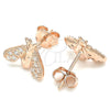 Sterling Silver Stud Earring, Bee Design, with White Cubic Zirconia, Polished, Rose Gold Finish, 02.336.0129.1