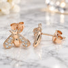 Sterling Silver Stud Earring, Bee Design, with White Cubic Zirconia, Polished, Rose Gold Finish, 02.336.0129.1
