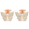 Sterling Silver Stud Earring, Butterfly Design, with White Micro Pave, Polished, Rose Gold Finish, 02.336.0130.1