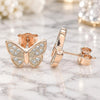 Sterling Silver Stud Earring, Butterfly Design, with White Micro Pave, Polished, Rose Gold Finish, 02.336.0130.1