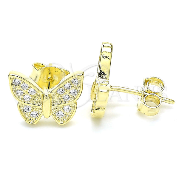 Sterling Silver Ring — Stud Earring Butterfly Design with White Micro Pave — main product view — SKU 130411 | Plata 925 anillo — Stud Earring Butterfly diseño with blanco Micro Pave — SKU 130411