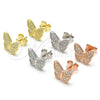 Sterling Silver Stud Earring, Butterfly Design, with White Micro Pave, Polished, Golden Finish, 02.336.0130.2