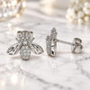 Sterling Silver Stud Earring, Bee Design, with White Cubic Zirconia, Polished, Rhodium Finish, 02.336.0131