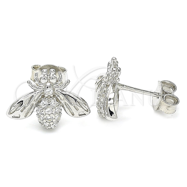 Sterling Silver Ring — Stud Earring Bee Design with White Cubic Zirconia — main product view — SKU 130412 | Plata 925 anillo — Stud Earring Bee diseño with blanco Cubic Zirconia — SKU 130412