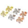 Sterling Silver Stud Earring, Bee Design, with White Cubic Zirconia, Polished, Rhodium Finish, 02.336.0131
