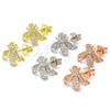 Sterling Silver Stud Earring, Bee Design, with White Cubic Zirconia, Polished, Rhodium Finish, 02.336.0131