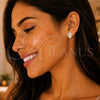 Sterling Silver Stud Earring, Judaica and Hand of God Design, with White Micro Pave, Polished, Rhodium Finish, 02.336.0132