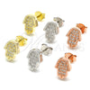 Sterling Silver Stud Earring, Hand of God Design, with White Micro Pave, Polished, Rose Gold Finish, 02.336.0132.1