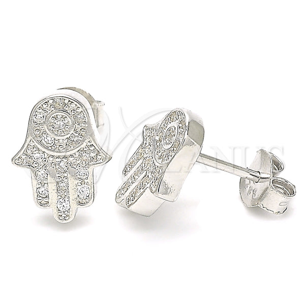 Sterling Silver Ring — Stud Earring Judaica and Hand of God Design — main product view — SKU 130421 | Plata 925 anillo — Stud Earring Judaica and Hand of God diseño — SKU 130421