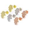 Sterling Silver Stud Earring, Hand of God Design, with White Cubic Zirconia, Polished, Rose Gold Finish, 02.336.0134.1