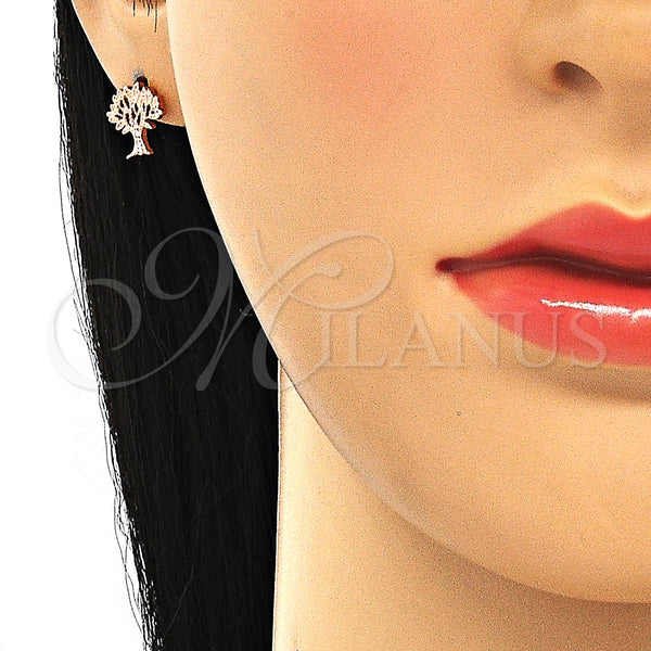Sterling Silver Ring — Stud Earring Tree Design with White Micro Pave — alternate product view — SKU 130424 | Plata 925 anillo — Stud Earring Tree diseño with blanco Micro Pave — SKU 130424