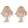 Sterling Silver Stud Earring, Tree Design, with White Micro Pave, Polished, Rose Gold Finish, 02.336.0051.1 for wholesale, additional product view 3