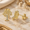 Sterling Silver Stud Earring, Tree Design, with White Micro Pave, Polished, Golden Finish, 02.336.0051.2