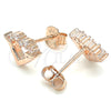 Sterling Silver Stud Earring, Heart Design, with White Cubic Zirconia, Polished, Rose Gold Finish, 02.336.0061.1