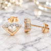 Sterling Silver Stud Earring, Heart Design, with White Cubic Zirconia, Polished, Rose Gold Finish, 02.336.0061.1