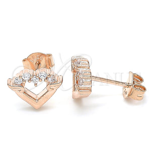 Sterling Silver Ring — Stud Earring Heart Design with White Cubic Zirconia — main product view — SKU 130429 | Plata 925 anillo — Stud Earring corazón diseño with blanco Cubic Zirconia — SKU 130429