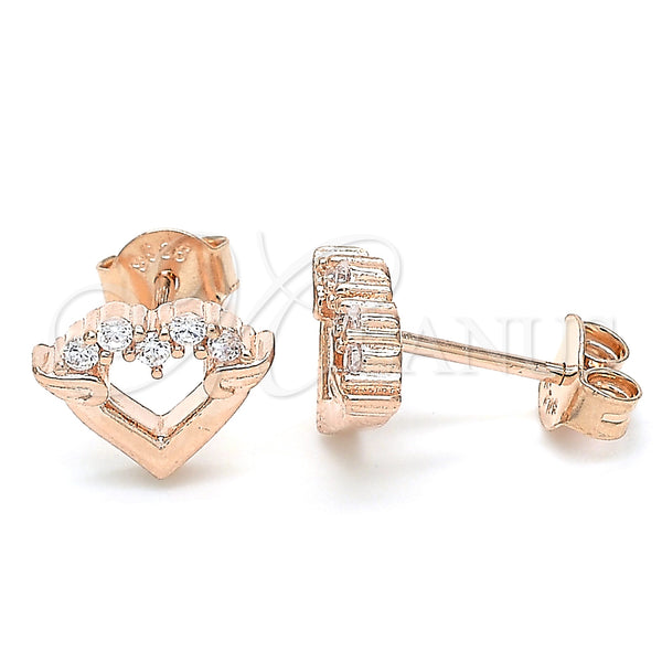 Sterling Silver Ring — Stud Earring Heart Design with White Cubic Zirconia — main product view — SKU 130429 | Plata 925 anillo — Stud Earring corazón diseño with blanco Cubic Zirconia — SKU 130429