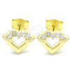 Sterling Silver Stud Earring, Heart Design, with White Cubic Zirconia, Polished, Golden Finish, 02.336.0061.2