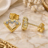 Sterling Silver Stud Earring, Heart Design, with White Cubic Zirconia, Polished, Golden Finish, 02.336.0061.2