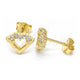 Sterling Silver Stud Earring, Heart Design, with White Cubic Zirconia, Polished, Golden Finish, 02.336.0061.2