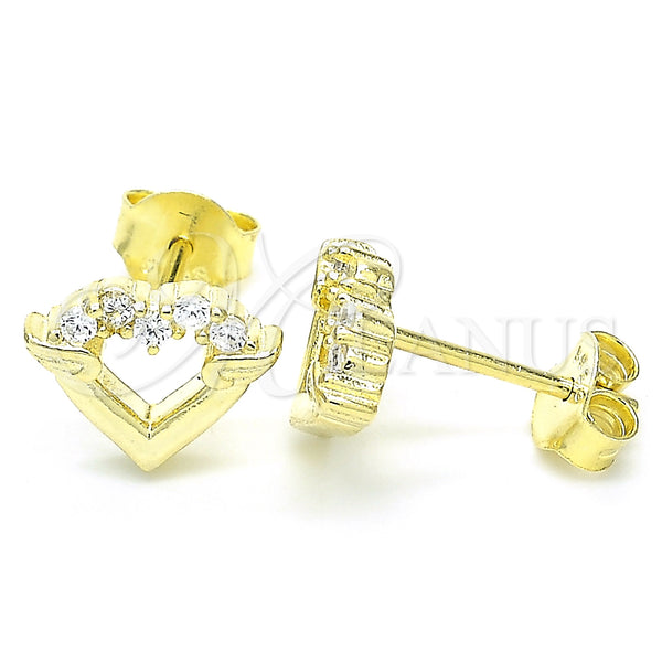 Sterling Silver Ring — Stud Earring Heart Design with White Cubic Zirconia — main product view — SKU 130430 | Plata 925 anillo — Stud Earring corazón diseño with blanco Cubic Zirconia — SKU 130430