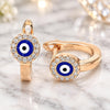 Sterling Silver Huggie Hoop, Evil Eye Design, with White Micro Pave, Blue Enamel Finish, Rose Gold Finish, 02.336.0136.1.12