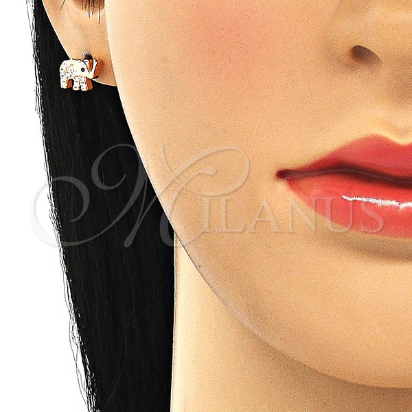 Sterling Silver Ring — Stud Earring Elephant Design with White Cubic Zirconia — alternate product view — SKU 130438 | Plata 925 anillo — Stud Earring Elephant diseño with blanco Cubic Zirconia — SKU 130438