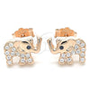 Sterling Silver Stud Earring, Elephant Design, with White Cubic Zirconia and Black Crystal, Polished, Rose Gold for wholesale, additional product view 3