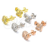 Sterling Silver Stud Earring, Elephant Design, with White Cubic Zirconia and Black Crystal, Polished, Rose Gold for wholesale, additional product view 5