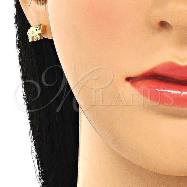 Sterling Silver Ring — Stud Earring Elephant Design with White Cubic Zirconia — alternate product view — SKU 130439 | Plata 925 anillo — Stud Earring Elephant diseño with blanco Cubic Zirconia — SKU 130439