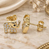 Sterling Silver Stud Earring, Elephant Design, with White Cubic Zirconia and Black Crystal, Polished, Golden Finish, 02.336.0138.2