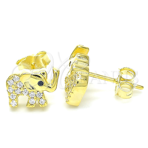 Sterling Silver Ring — Stud Earring Elephant Design with White Cubic Zirconia — main product view — SKU 130439 | Plata 925 anillo — Stud Earring Elephant diseño with blanco Cubic Zirconia — SKU 130439